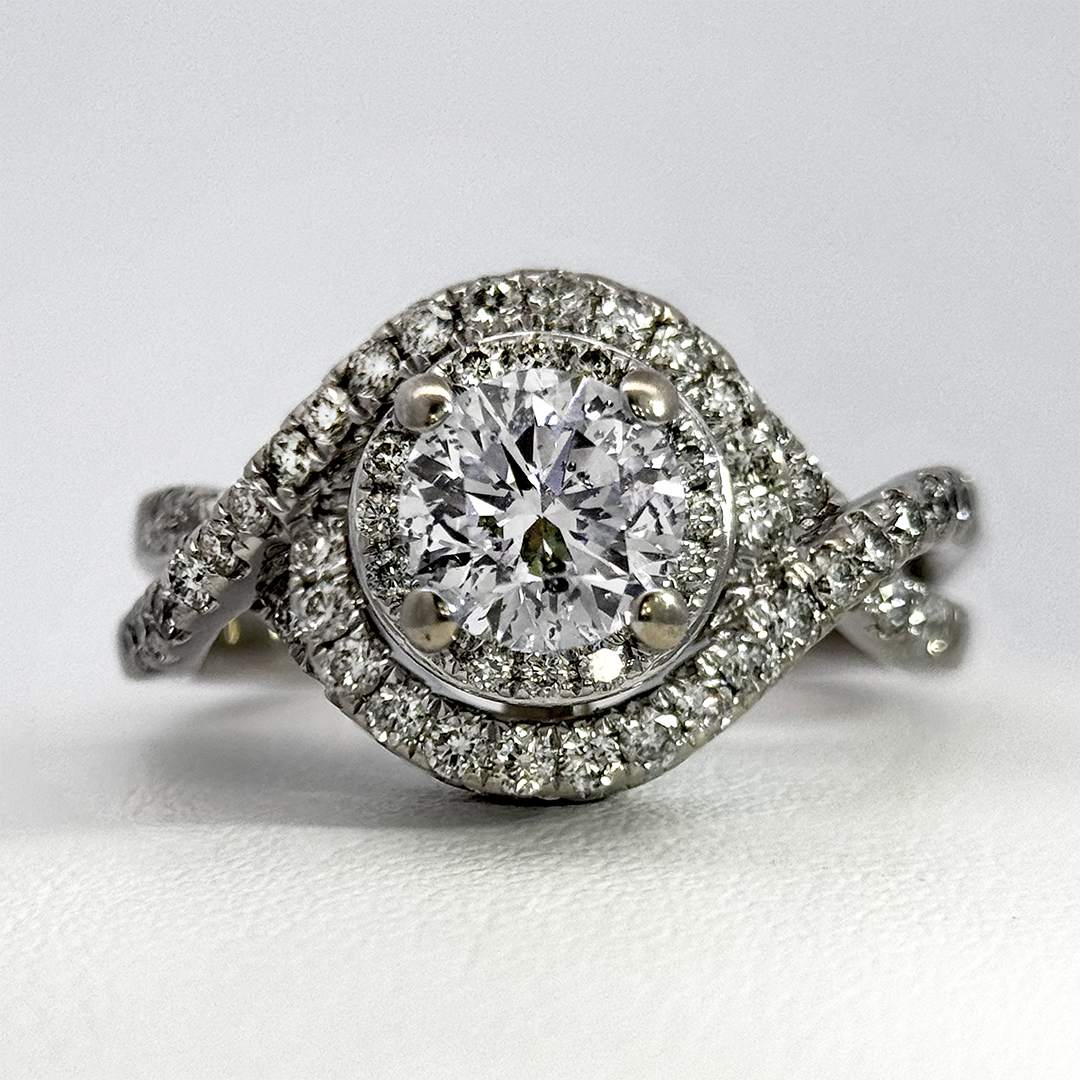 Estate - 14K White Gold Diamond Engagement Ring wtih Halo