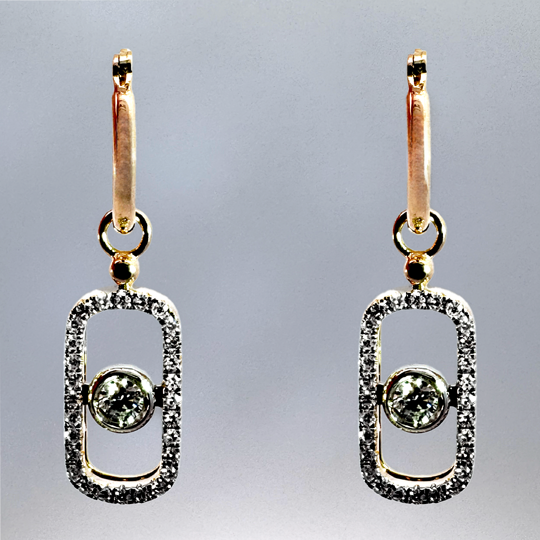 14k Yellow Gold Small Hoop Diamond Earrings