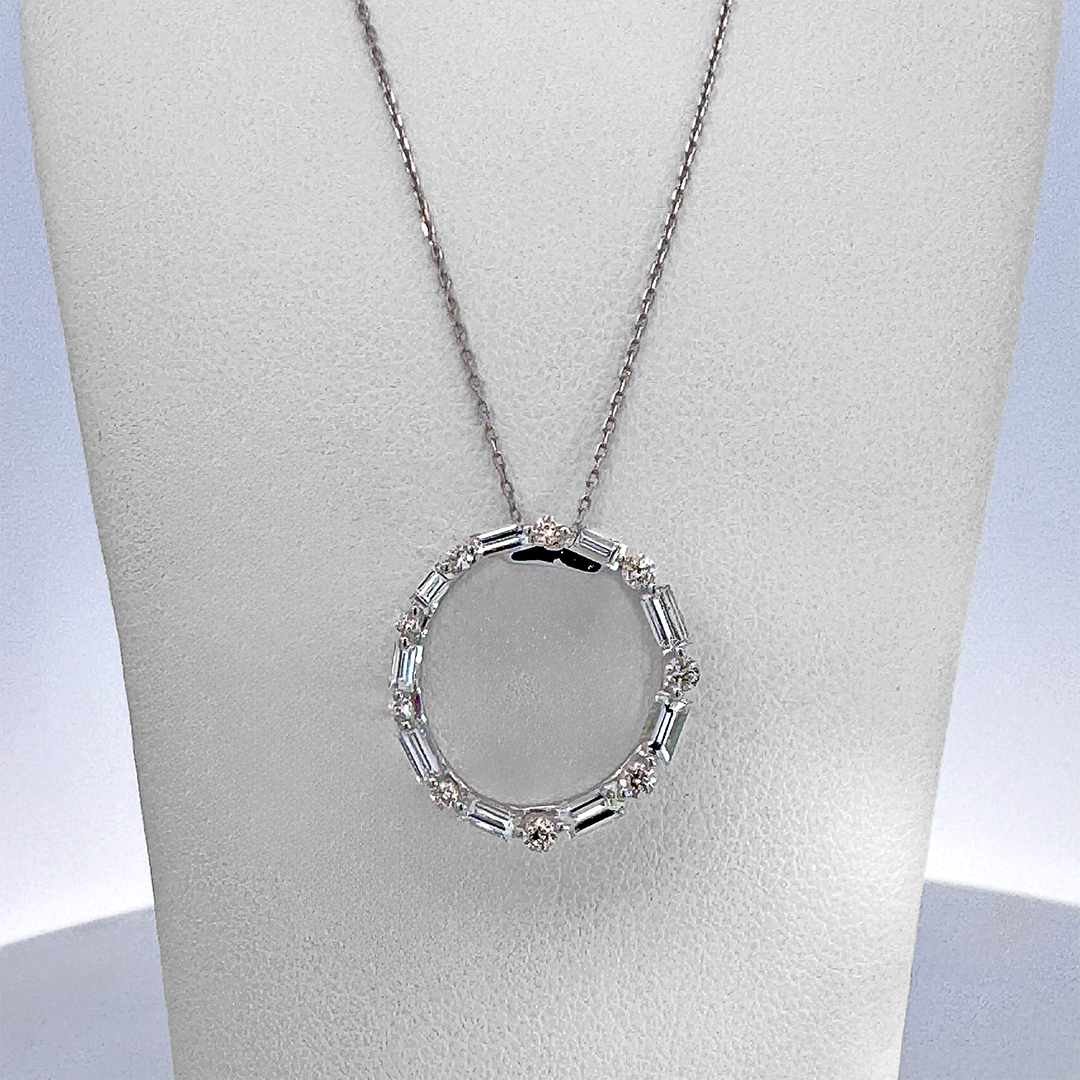 Platinum Diamond Pendant with an 18" Platinum Diamond Cut Cable Chain