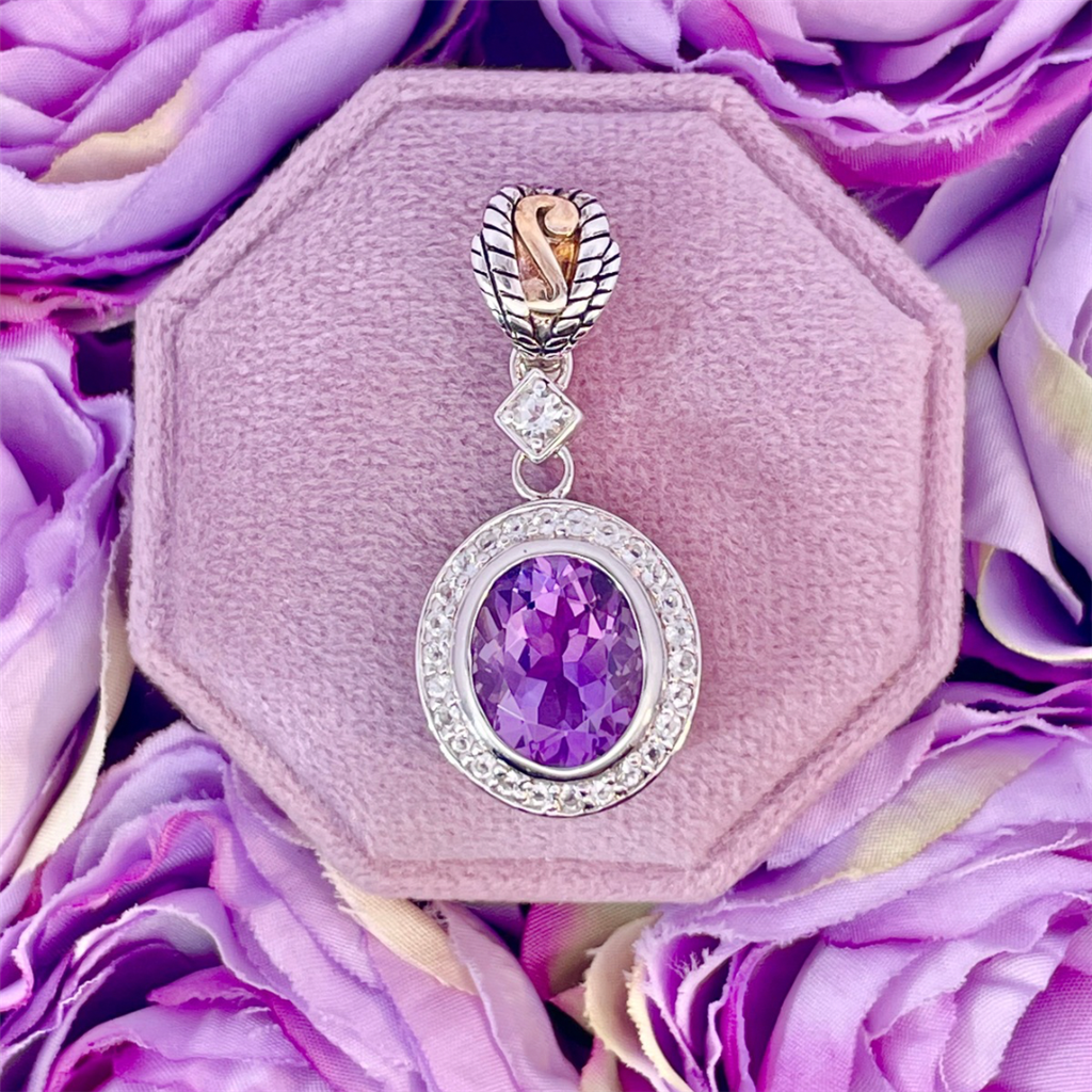 Benjamin Cohen Sterling Silver Amethyst and White Topaz Pendant