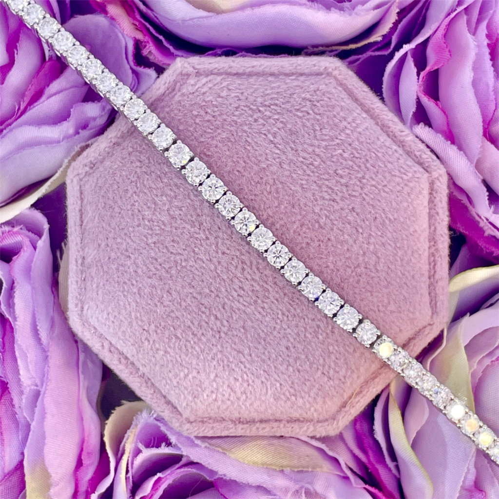 14K White Gold Natural Diamond Tennis Bracelet 4.92ct