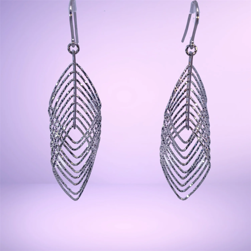 Sterling Silver Diamond Cut Drop Earrings