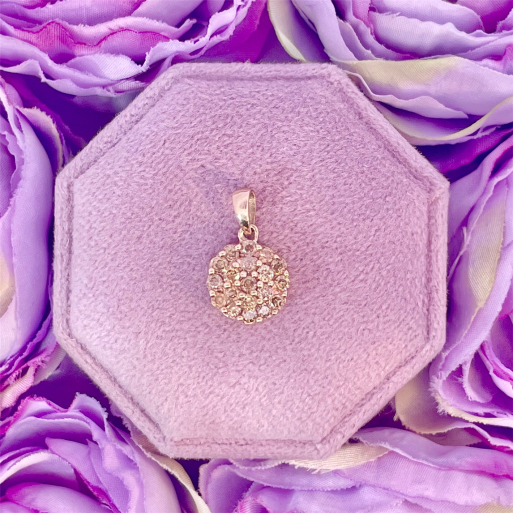 Estate-10K Yellow gold Pendant with Round Diamonds