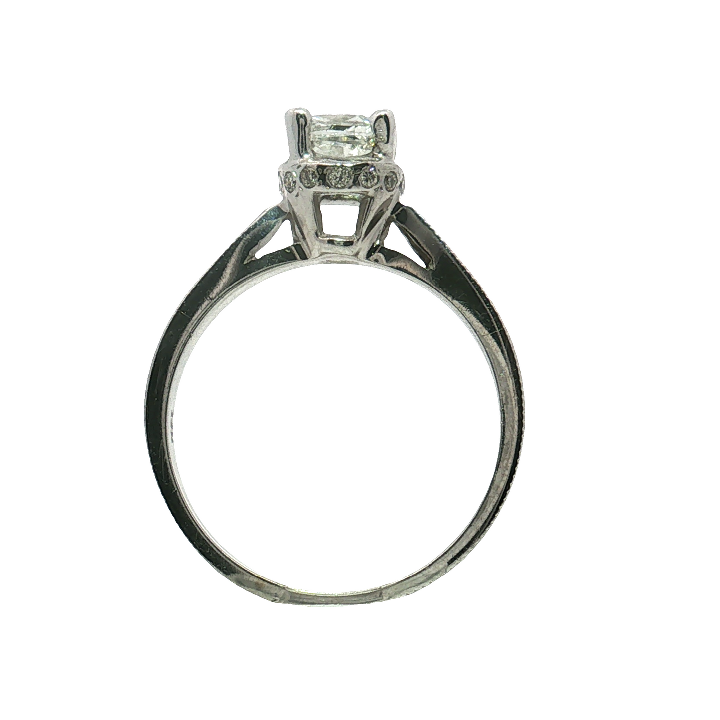 Estate- 14K White Gold Radiant Diamond Engagement Ring
