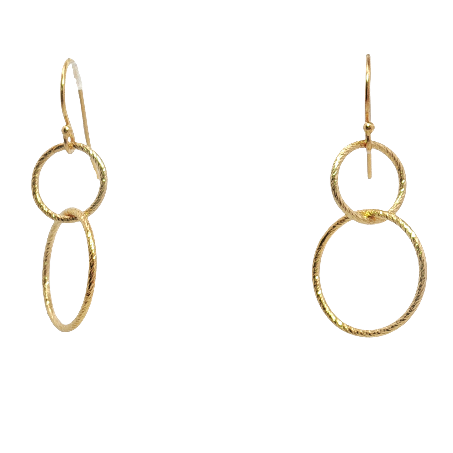 14K Gold Filled Sparkle Interlocking Circle Dangle Earrings
