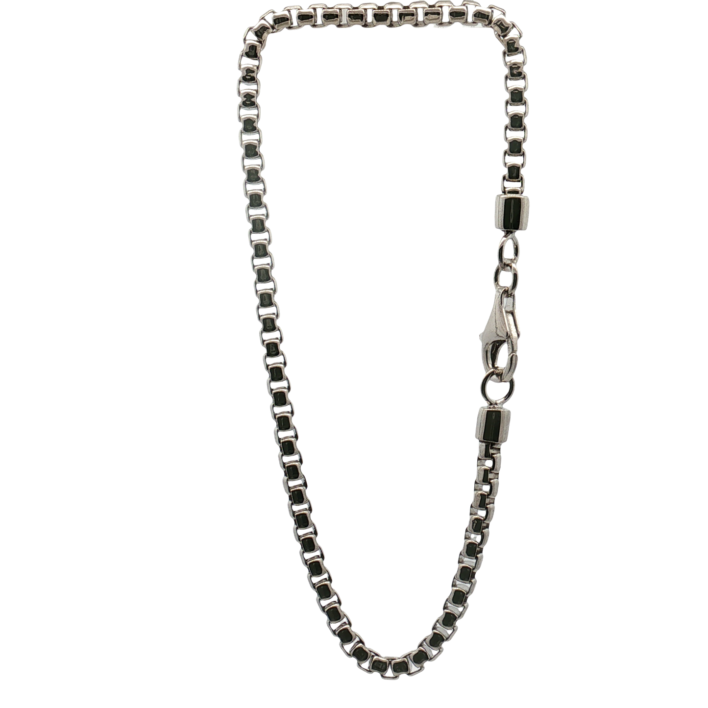 Kelly Waters-Rhodium Finished Sterling Silver 3mm Rounded Box Bracelet