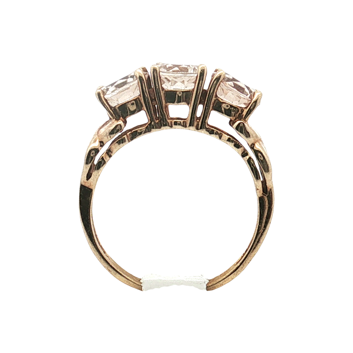 Estate - 10K Yellow Gold 3 Stone Morganite Ring