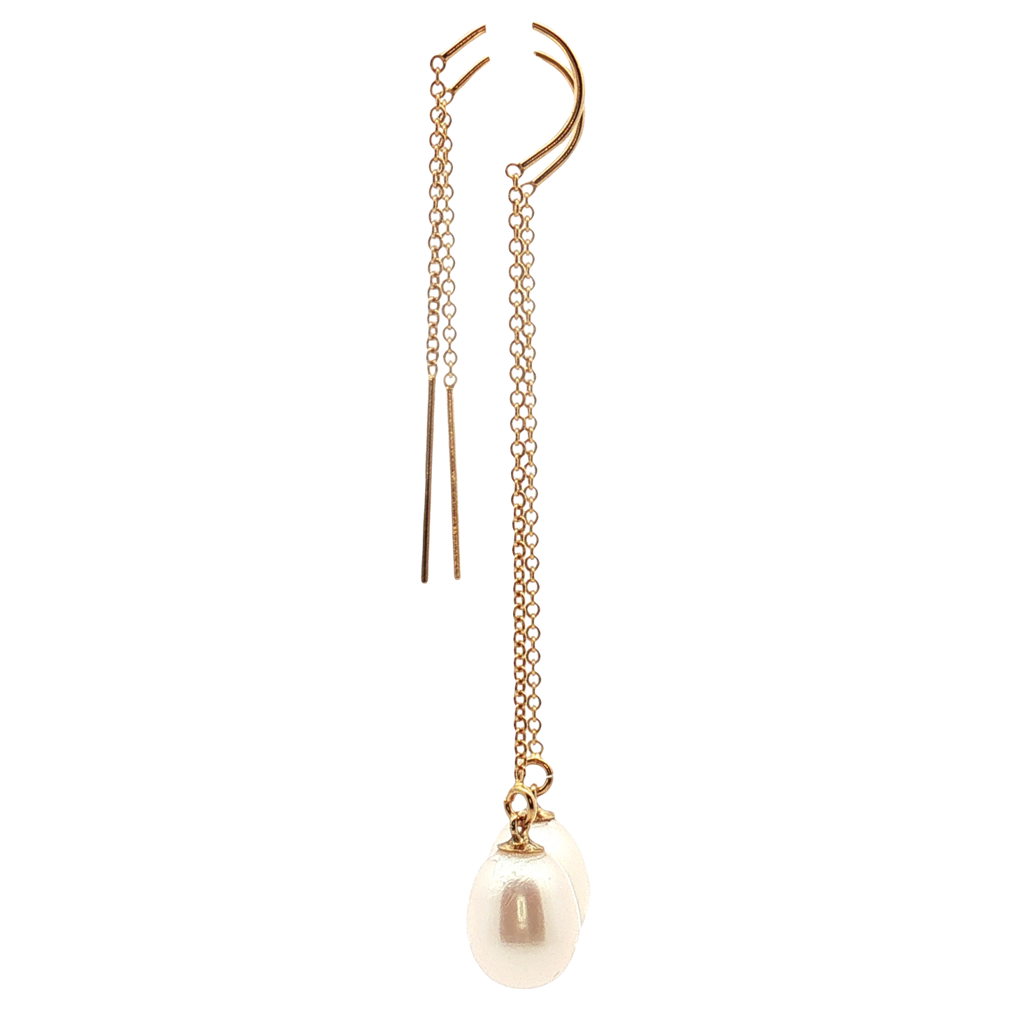 14K Gold Filled 7-8mm White Fresh Water Cultured Pearl Drop Earrings