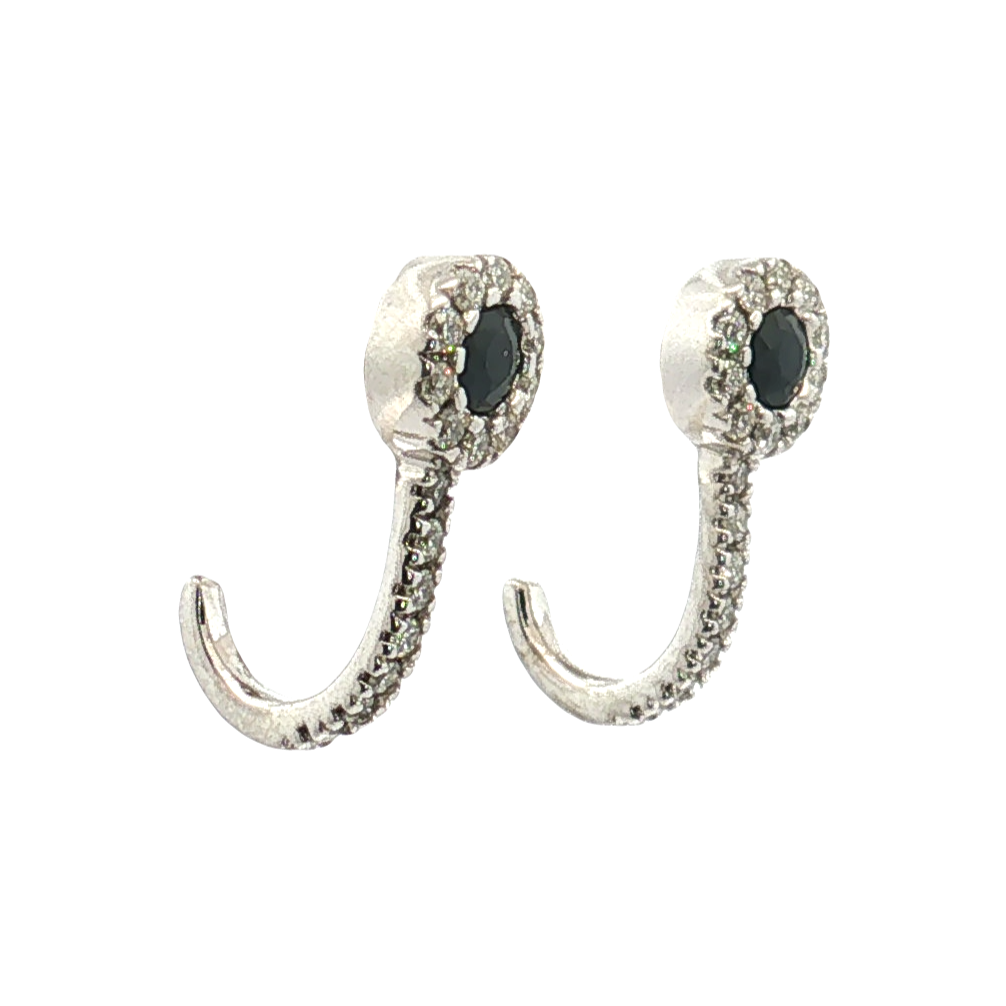 14K White Gold Sapphire and Diamond Earrings