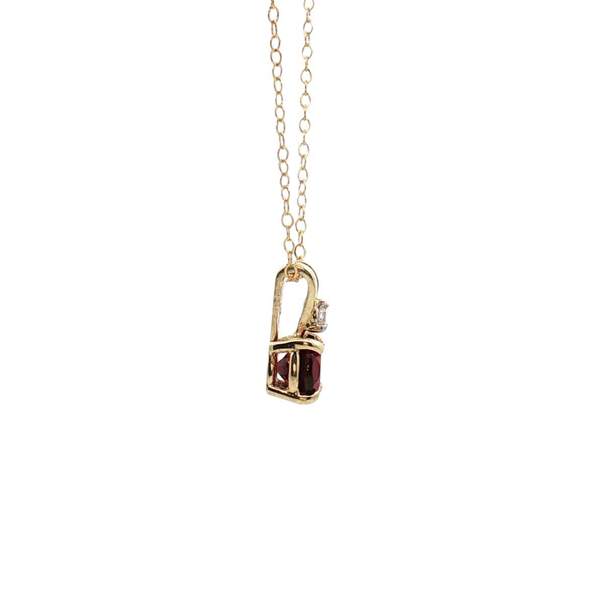 10K Yellow Gold Garnet and Diamond Pendant