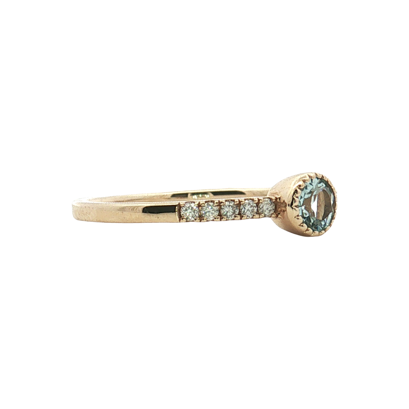 14K Yellow Gold Aquamarine and Diamond Ring