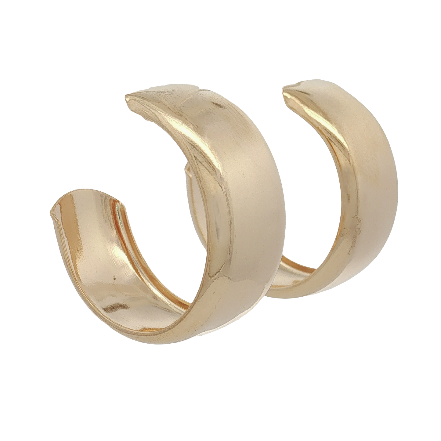 18K Gold Filled Flat Shiny 3/4 Open Hoop Earrings