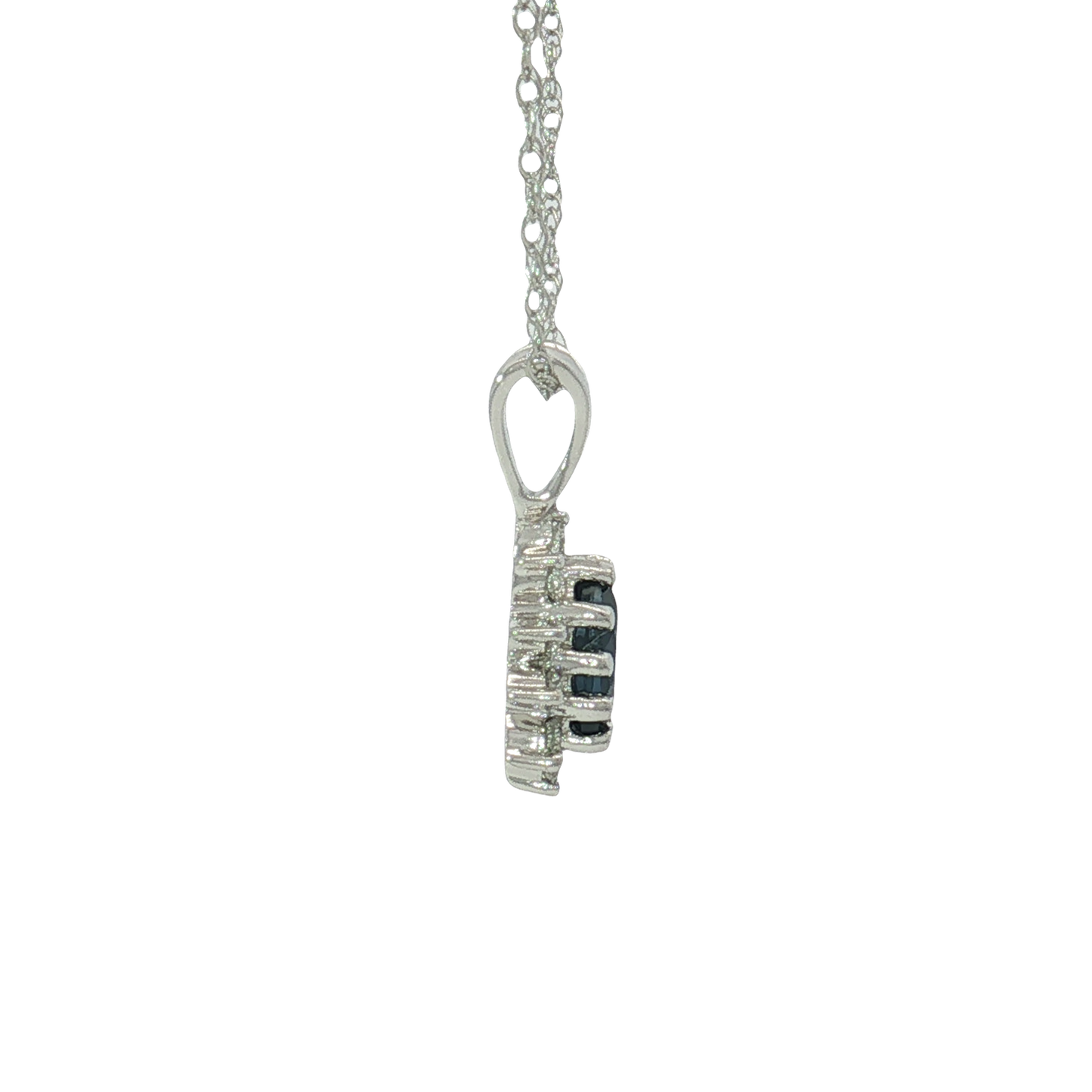 14K White Gold Sapphire and Diamond Pendant