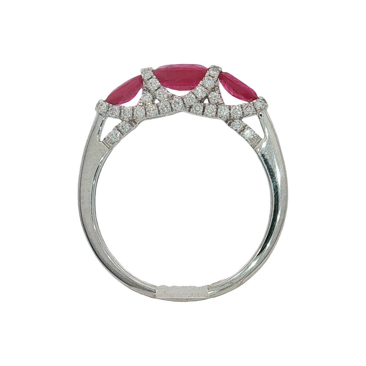 14K White Gold Ruby Diamond Ring