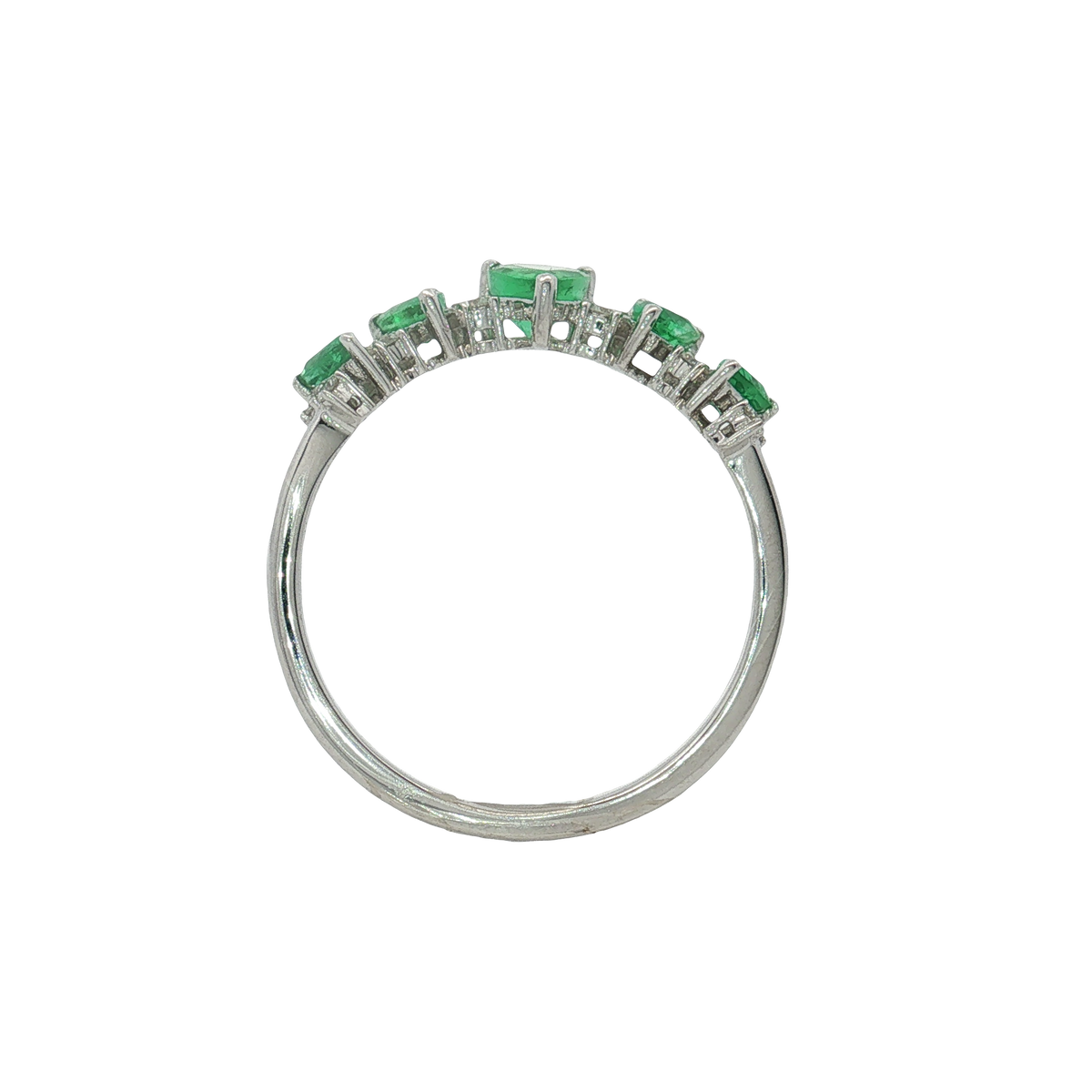 14K White Gold Emerald and Diamond Ring