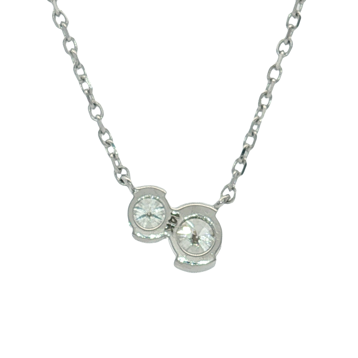 14K White Gold Diamond Station Necklace