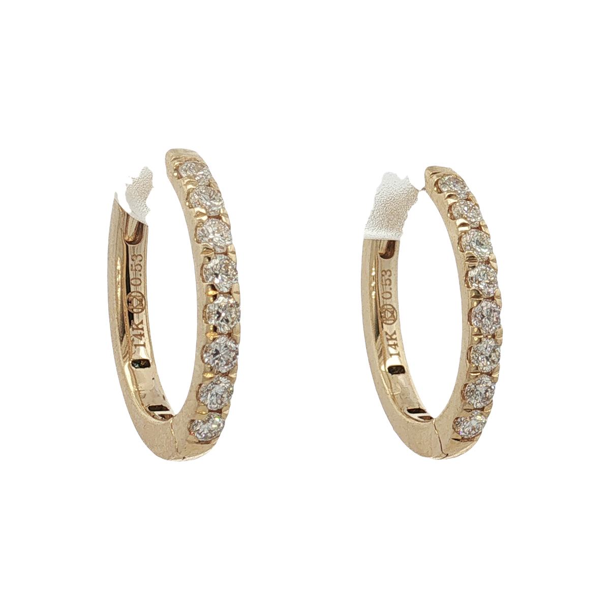 14k Yellow Gold Diamond Hoop Earrings
