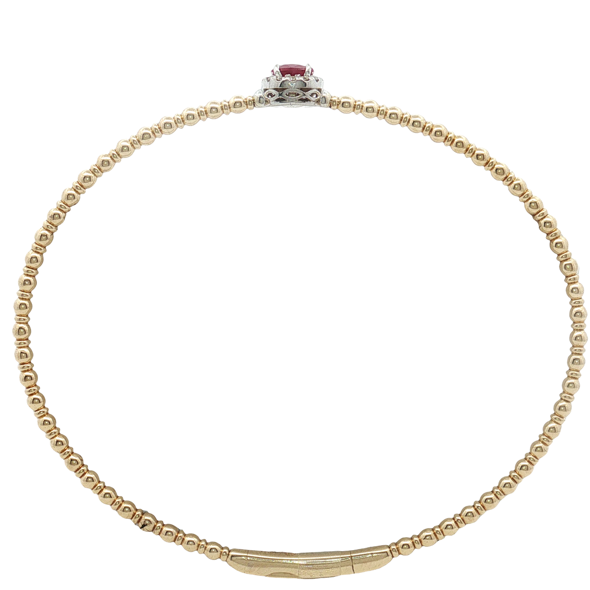 14K Yellow Gold Ruby and Diamond Bangle