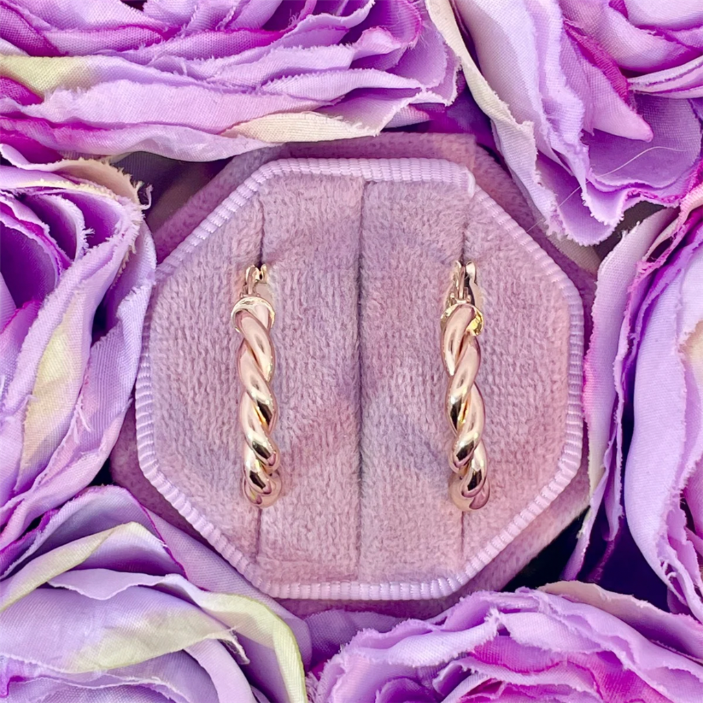 14K Yellow Gold Double Twisted Hoops