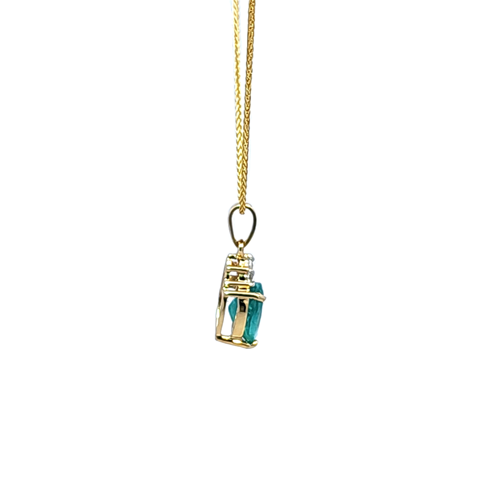 Estate 9K Yellow Gold Emerald and Diamond Pendant