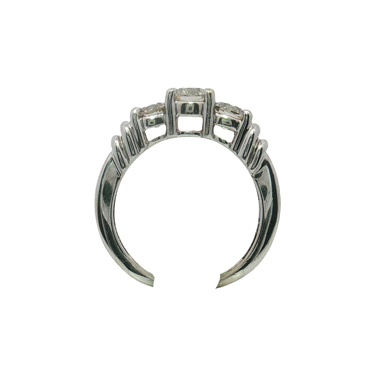 Estate - 14K White Gold Three Stone Diamond Ring
