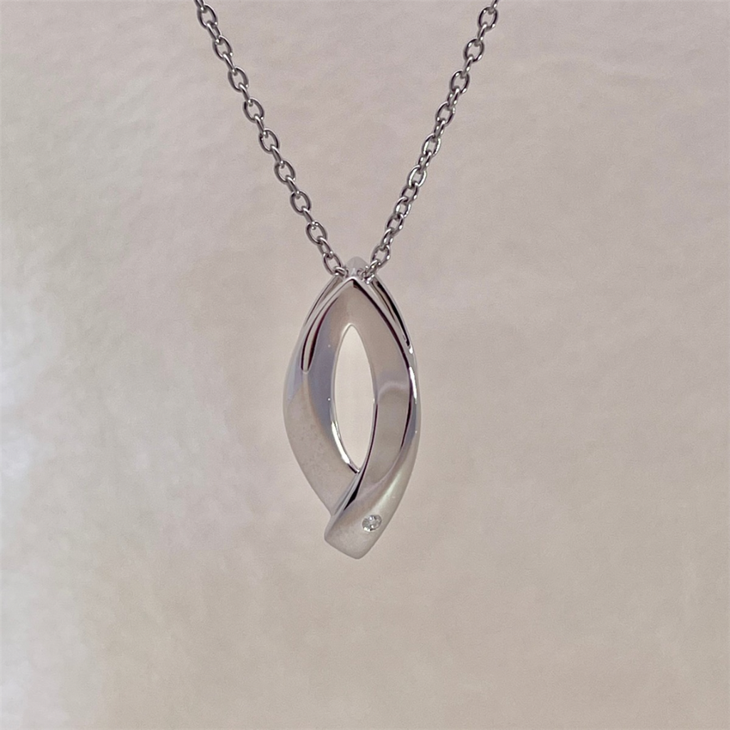 Sterling Silver and Diamond Pendant on adjustable Cable Chain