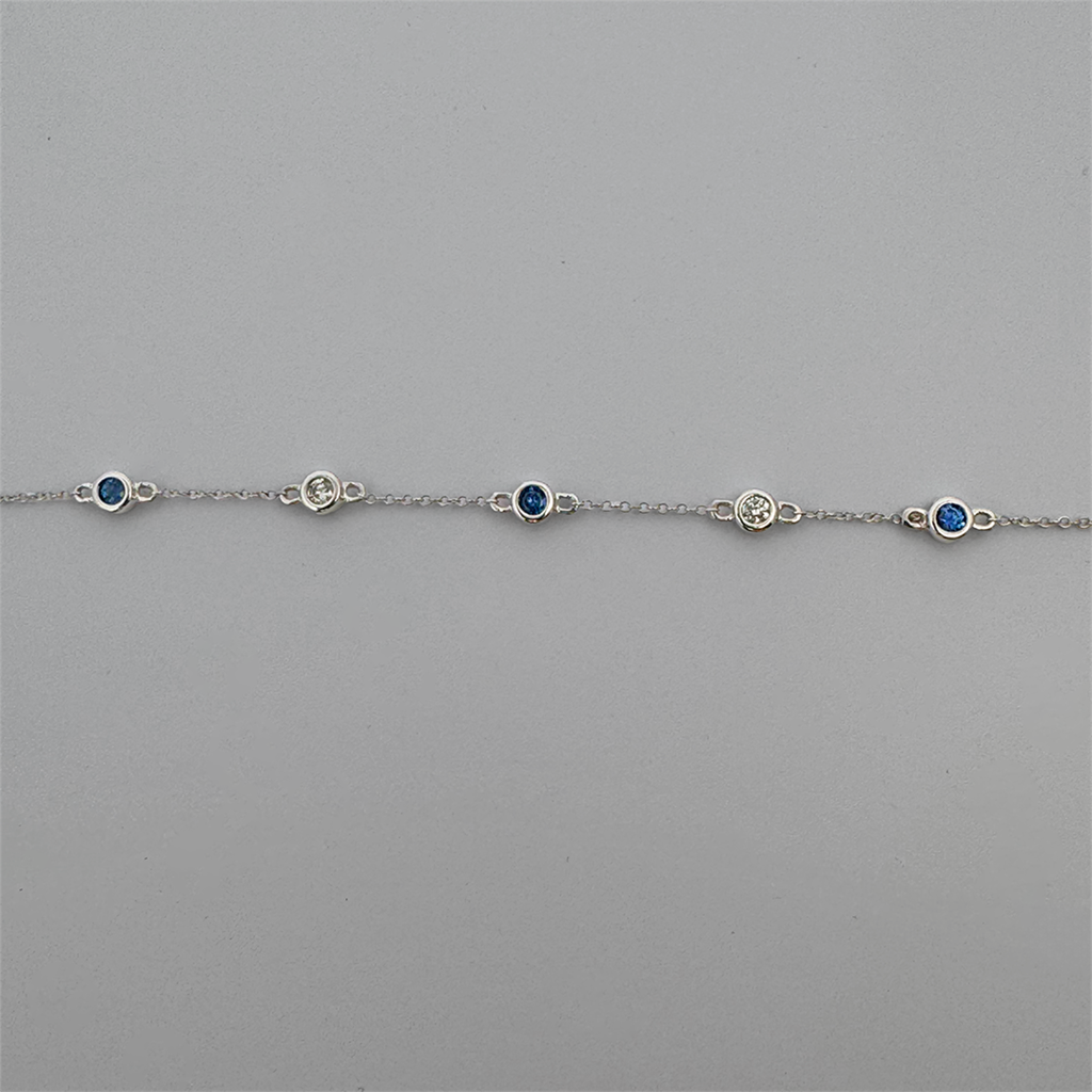 14K White Gold Sapphire and Diamond Bracelet