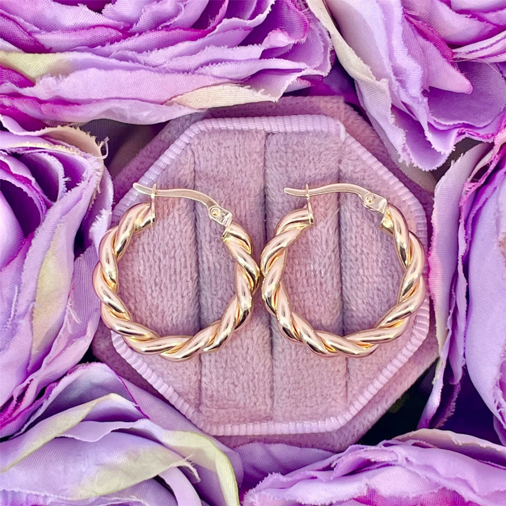 14K Yellow Gold Double Twisted Hoops