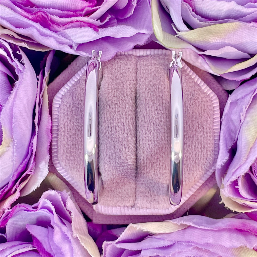 Sterling Silver Tube Hoop Earrings 30mm