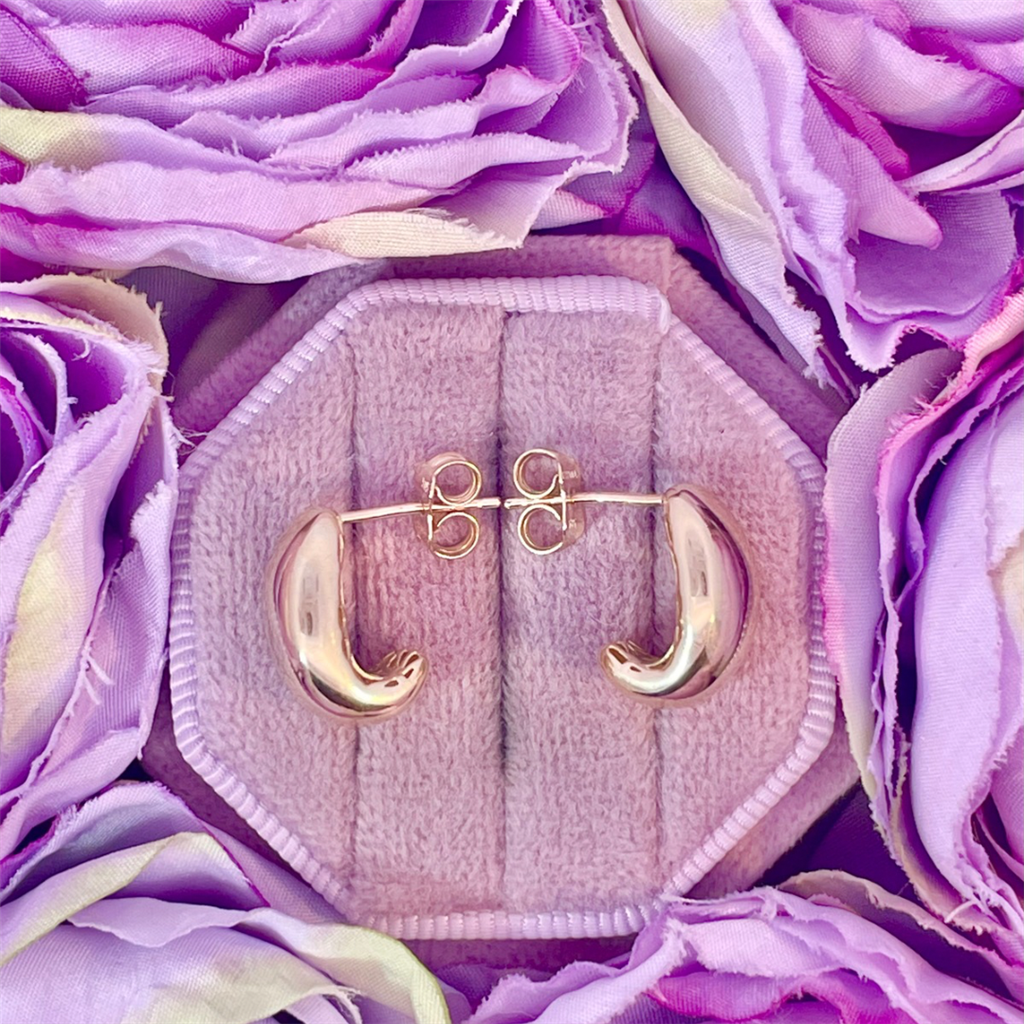 14K Yellow Gold Puffy Earrings