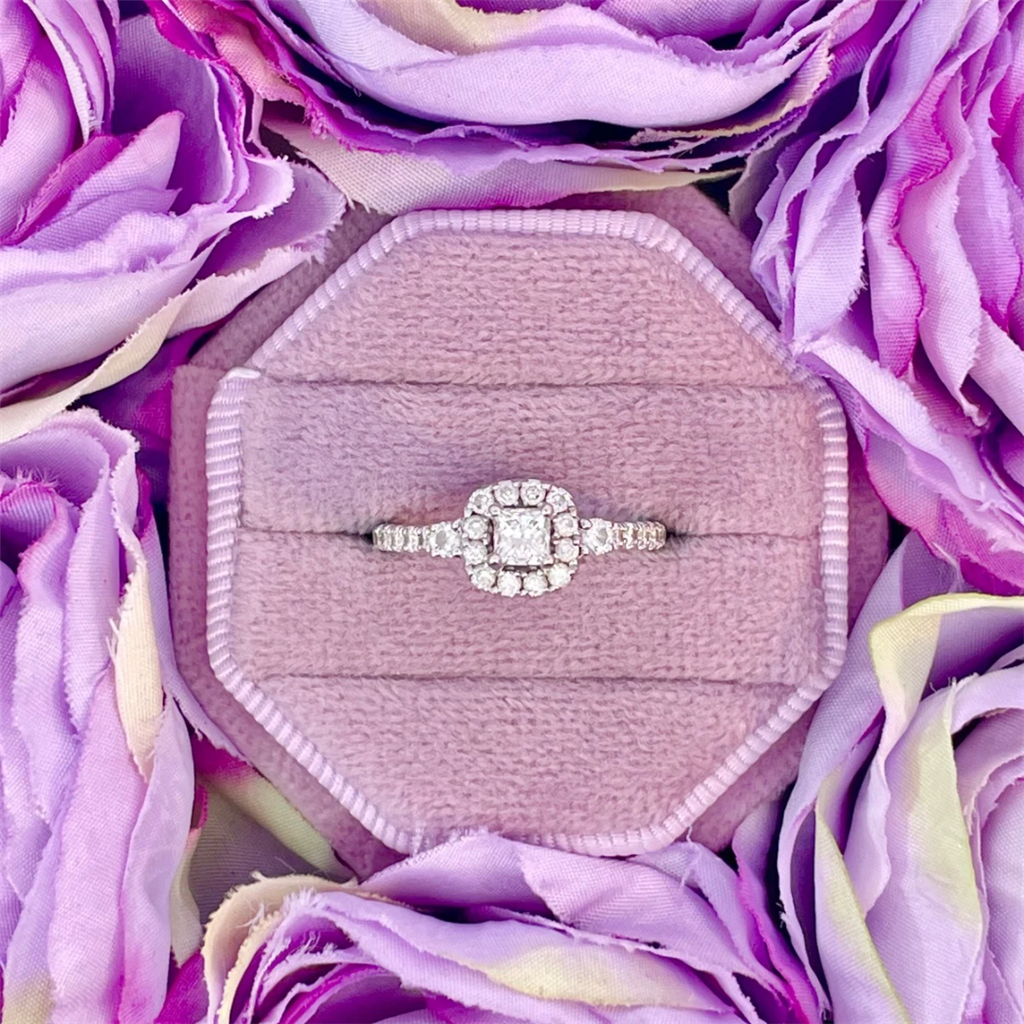 Estate-14k White Gold Diamond Engagement Ring by The Leo