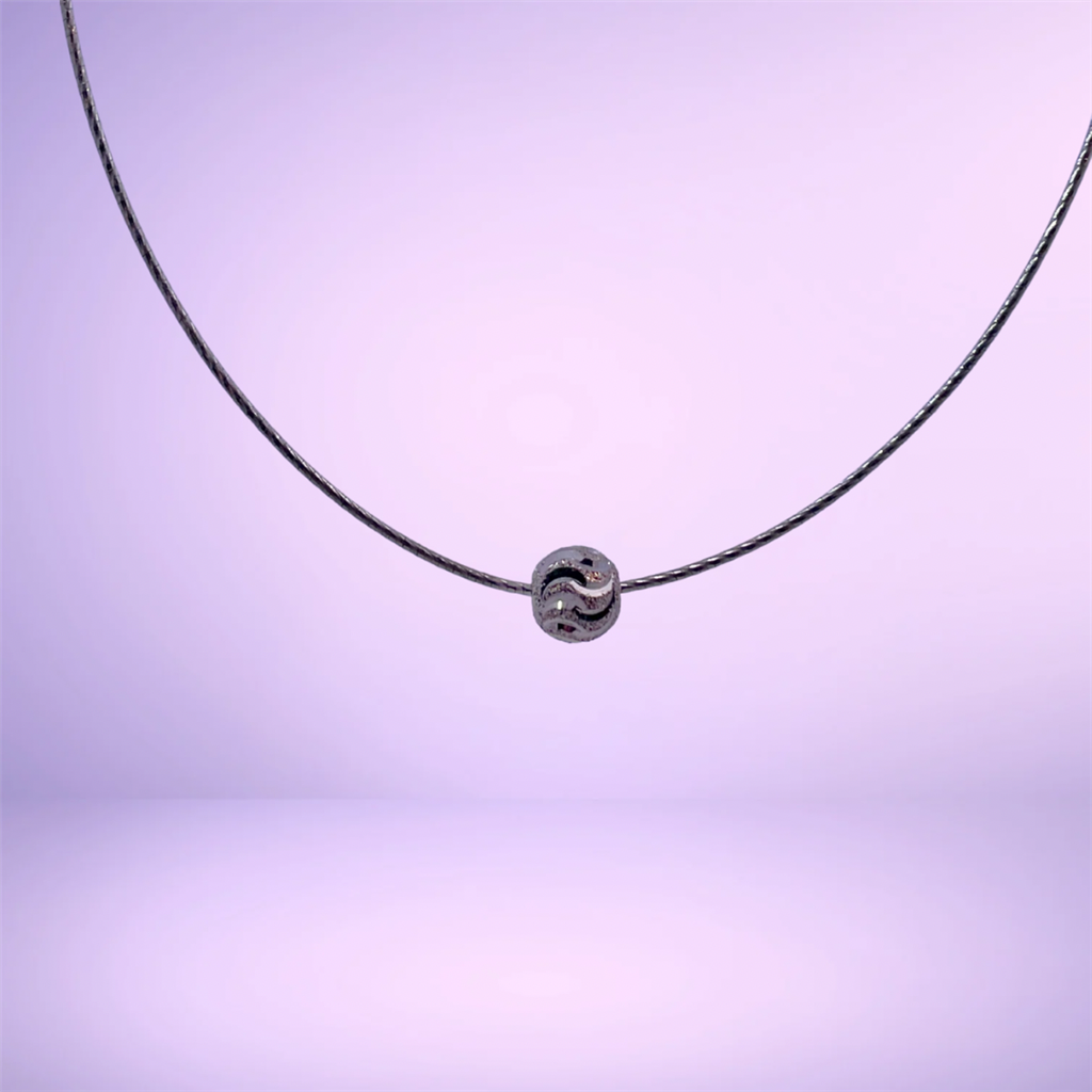 Sterling Silver 1mm Disc Wire with floating Diamond Cut Bead 17"