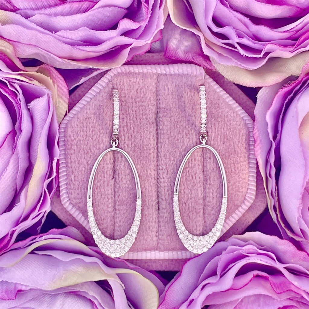 14K White Gold and Diamond Earrings