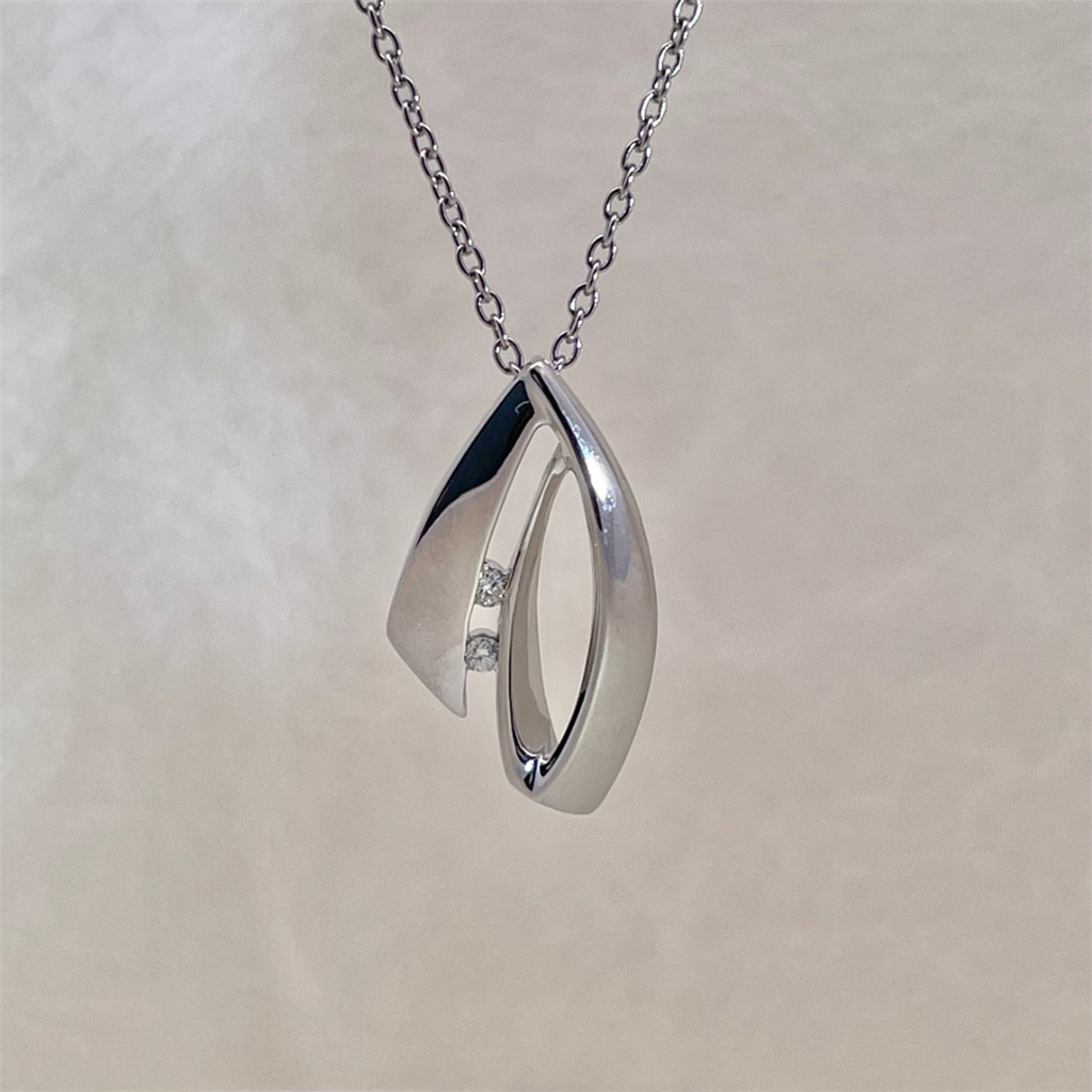 Sterling Silver and Diamond Pendant on adjustable Cable Chain