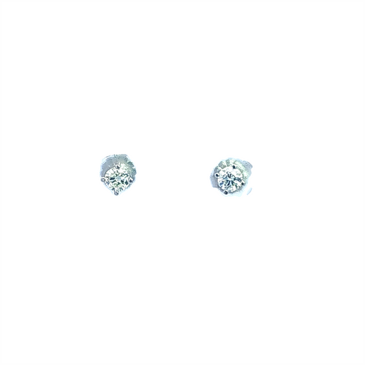 Each stud showcases a brilliant diamond set in 14k white gold.