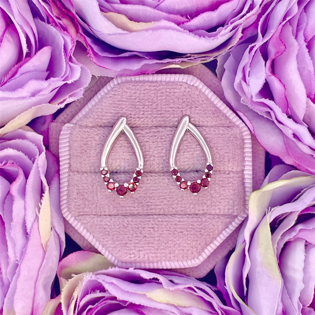 Sterling Silver and Garnet Earrings