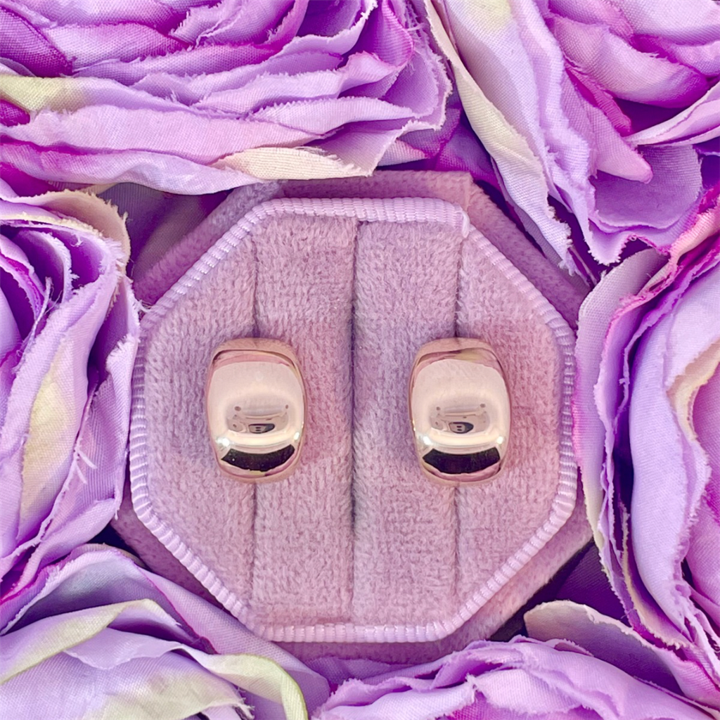 14K Yellow Gold Puffy Earrings