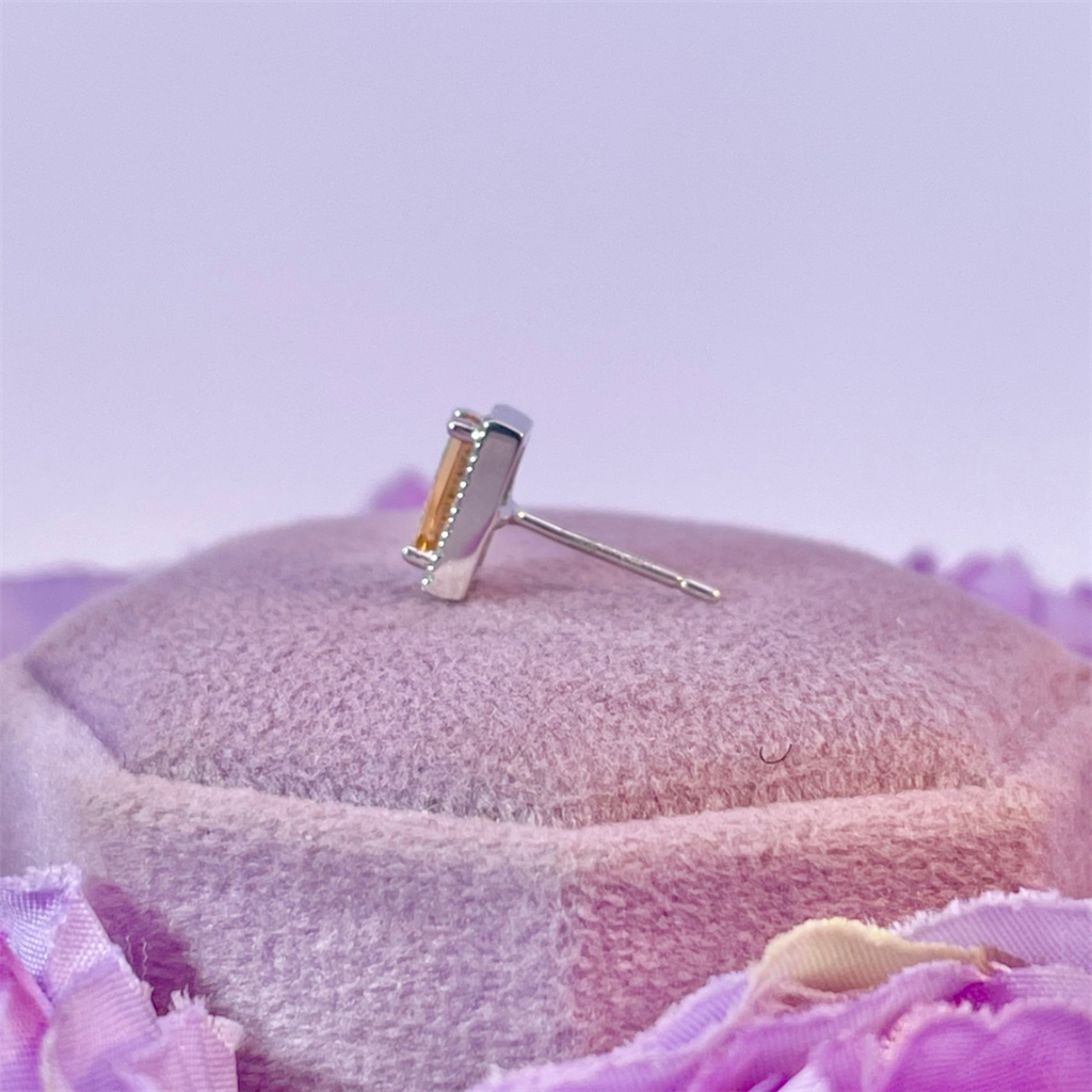 10K White Gold Citrine and Diamond Earrings