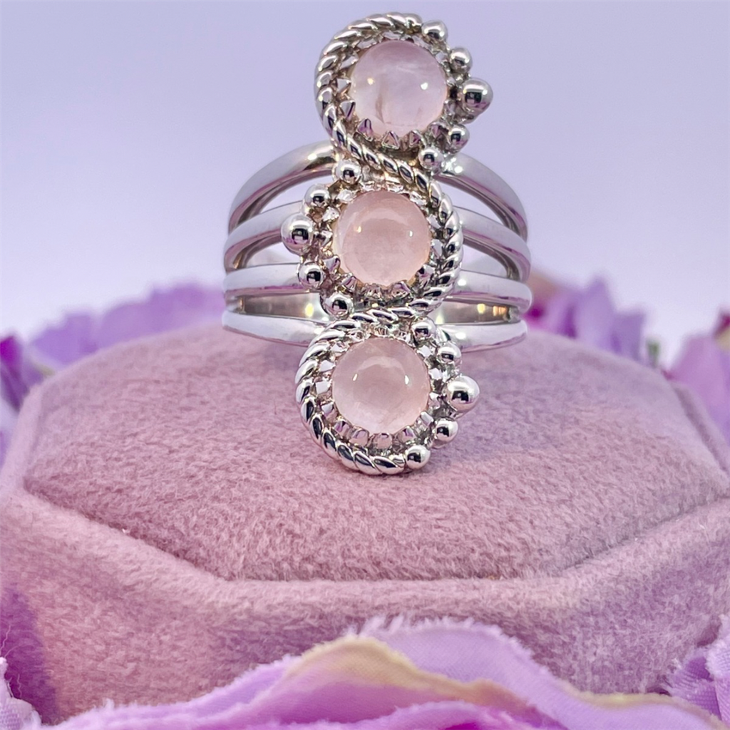 Estate- Sterling Silver Pink Peruvian Opal Ring