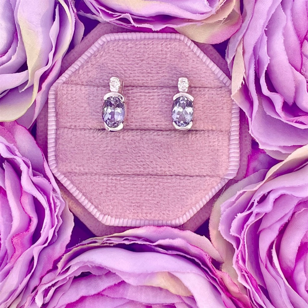 Estate- 14K White Gold Light Blue Sapphire and Diamond Earrings