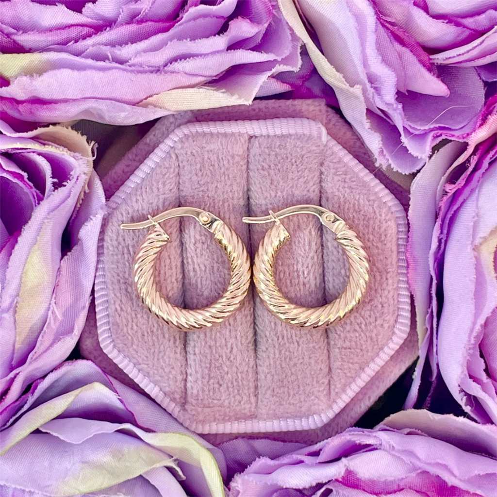 14K Yellow Gold Small Twisted Hoop Earrings