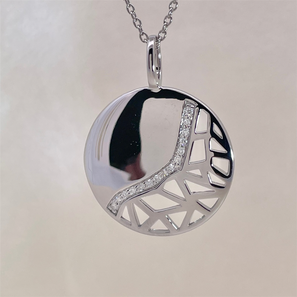 Sterling Silver and Diamond Pendant on adjustable Cable Chain