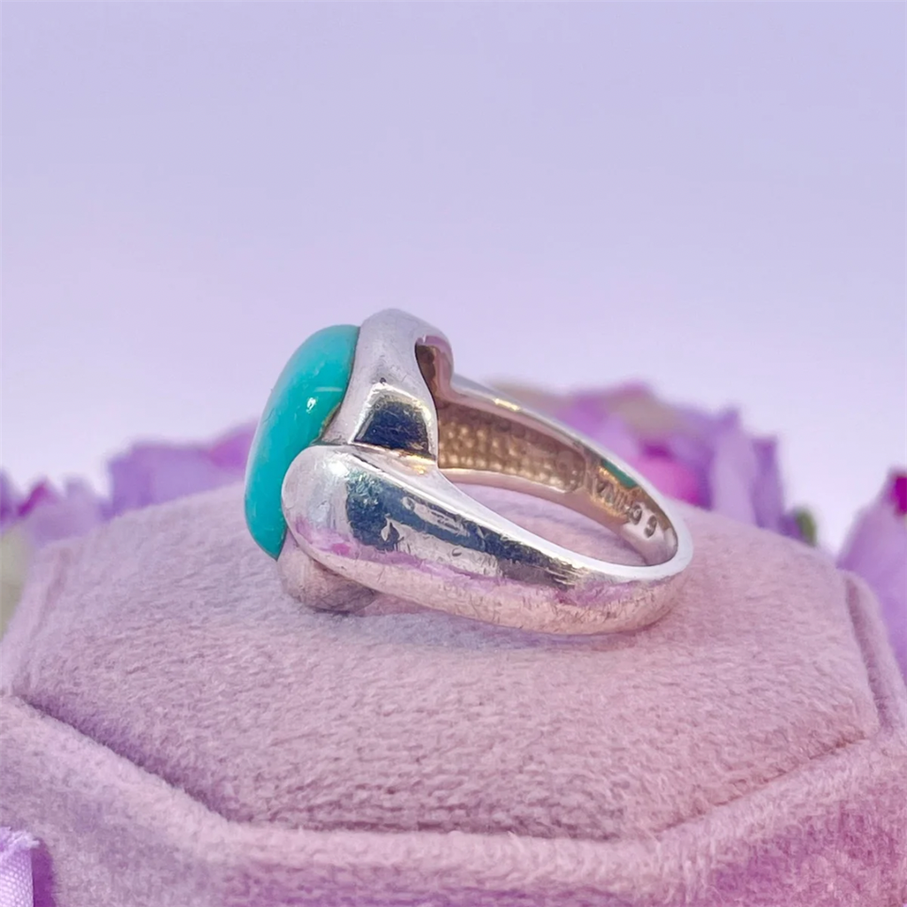 Estate-Sterling Silver and Turquoise Ring