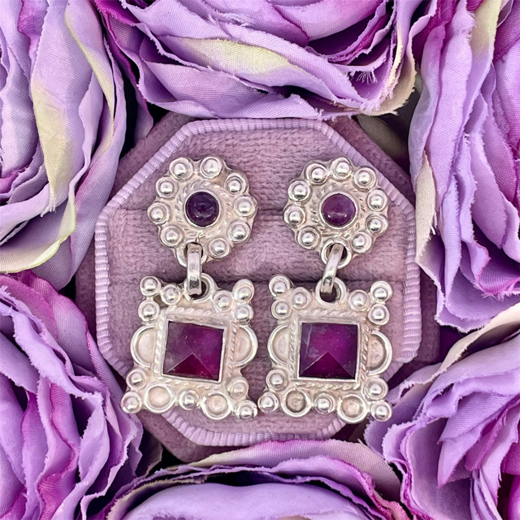 Estate- Sterling Silver and Amethyst earrings