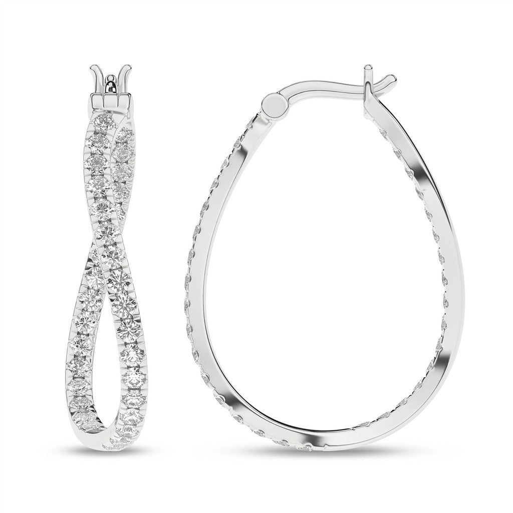 Revelation 14K White Gold Lab Created Hoop Earrings