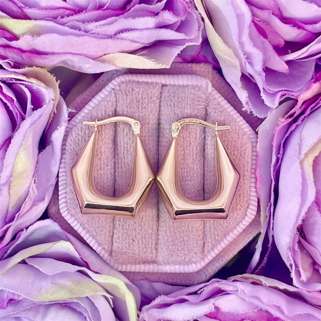 14K Yellow Gold Bell Drop Hoop Earrings