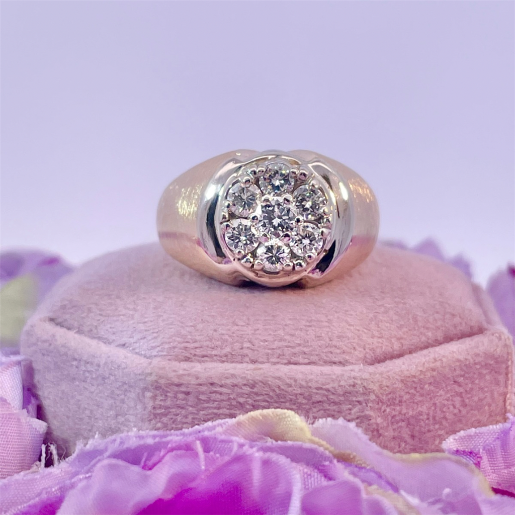 Estate- 14K Mens Yellow Gold Diamond Fashion Ring