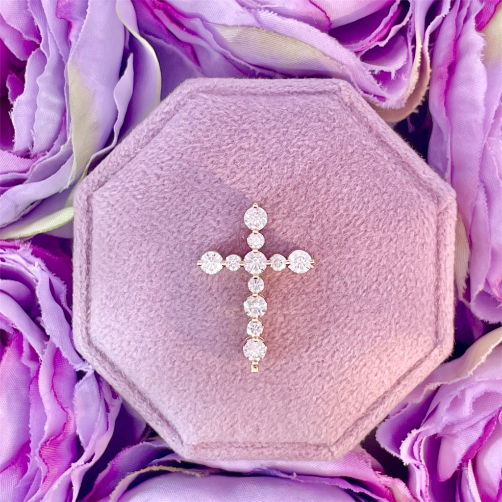 14K Yellow Gold Diamond Cross Pendant