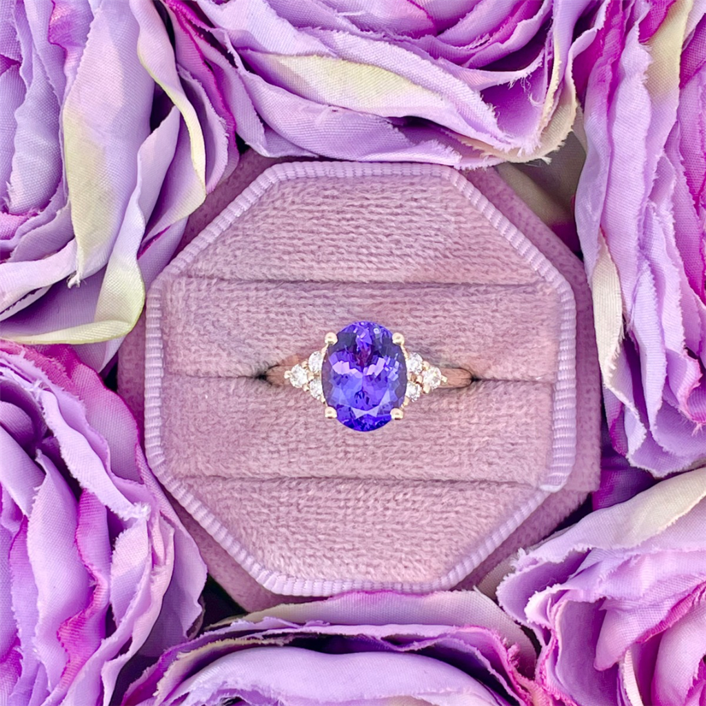 14K Yellow Gold Tanzanite Ring with Diamond Accents