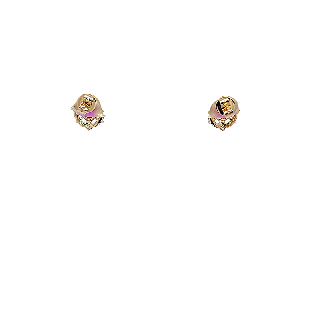 14K Yellow Gold, Ruby and Diamond Earrings